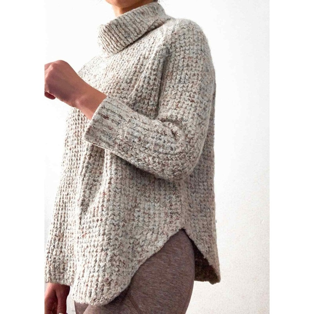 Free People Dylan Tweedy Chunky Knit Confetti Cowlneck Sweater Size Small